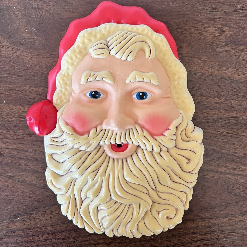Vintage 1990 Tony USA Talking Santa Face Wall Decoration Christmas Works Tested
